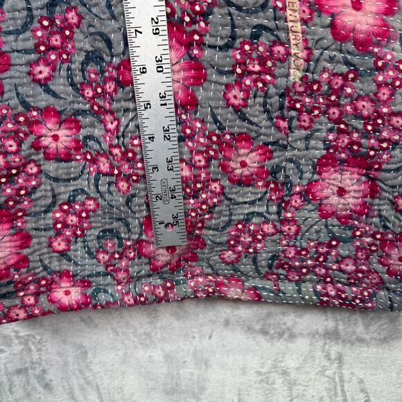 Earthbound Trading Co Quilted Jacket Women Japanese India Floral Cotton S/M - Picture 10 of 13